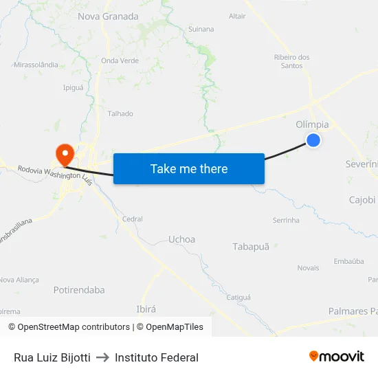 Rua Luiz Bijotti to Instituto Federal map