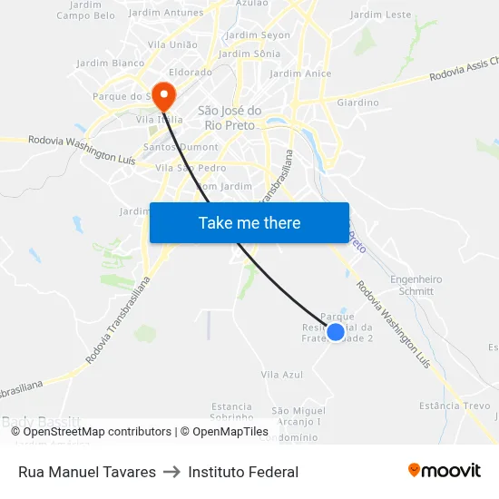 Rua Manuel Tavares to Instituto Federal map