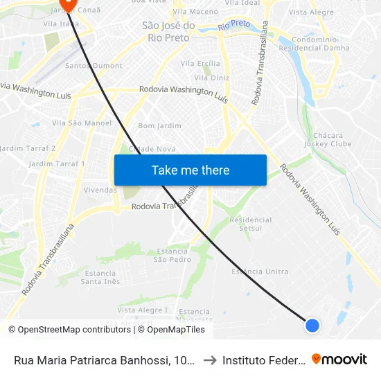 Rua Maria Patriarca Banhossi, 1052 to Instituto Federal map