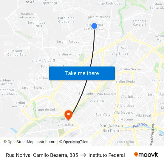 Rua Norival Camilo Bezerra, 885 to Instituto Federal map