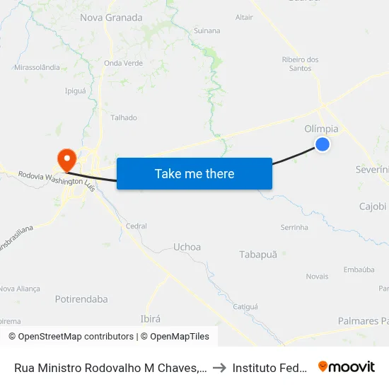 Rua Ministro Rodovalho M Chaves, 168 to Instituto Federal map