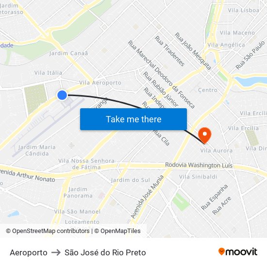 Aeroporto to São José do Rio Preto map