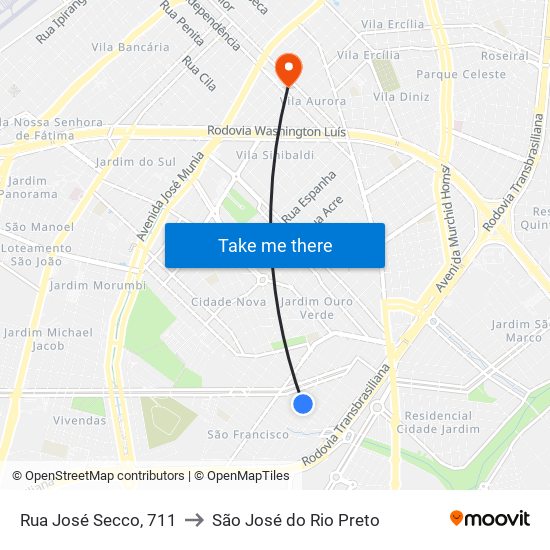 Rua José Secco, 711 to São José do Rio Preto map