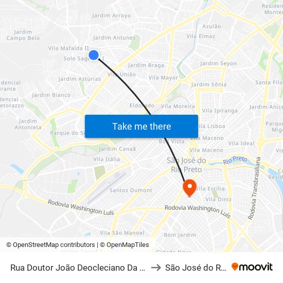 Rua Doutor João Deocleciano Da Silva Ramos, 41 to São José do Rio Preto map