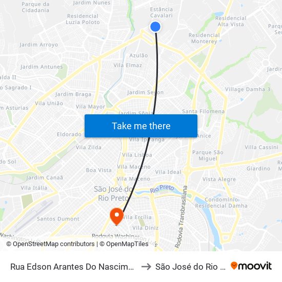 Rua Edson Arantes Do Nascimento, 894 to São José do Rio Preto map