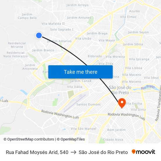 Rua Fahad Moysés Arid, 540 to São José do Rio Preto map