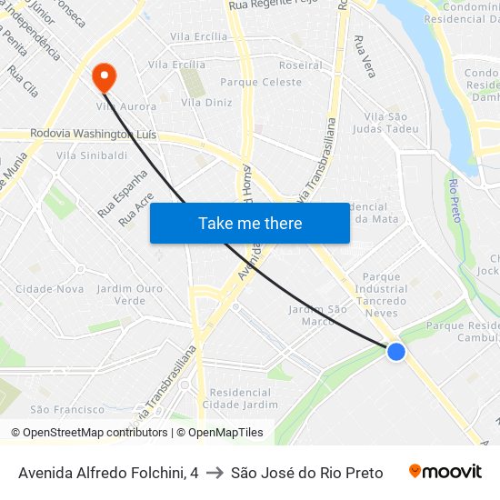 Avenida Alfredo Folchini, 4 to São José do Rio Preto map