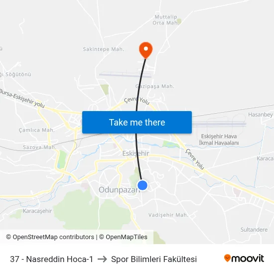 37 - Nasreddin Hoca-1 to Spor Bilimleri Fakültesi map