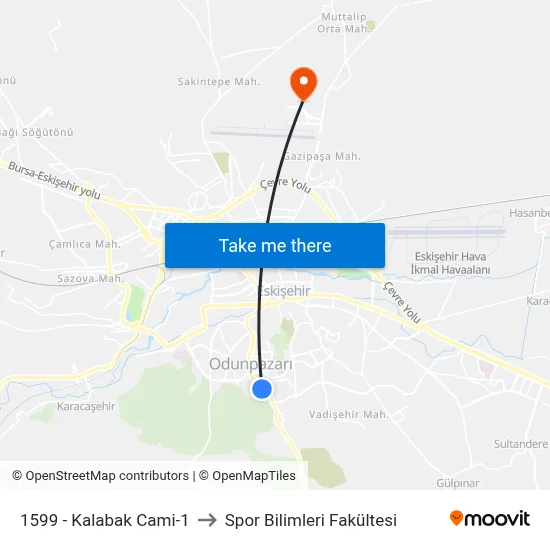 1599 - Kalabak Cami-1 to Spor Bilimleri Fakültesi map
