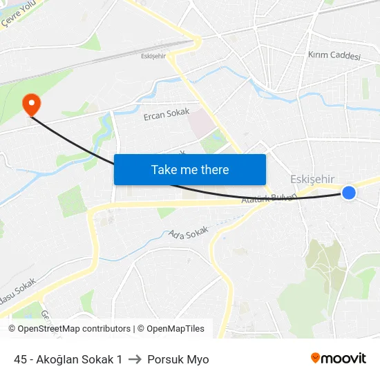 45 - Akoğlan Sokak 1 to Porsuk Myo map