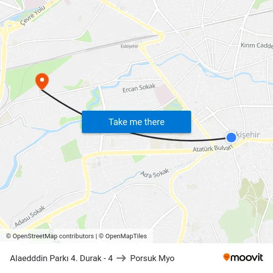 Alaedddin Parkı 4. Durak - 4 to Porsuk Myo map