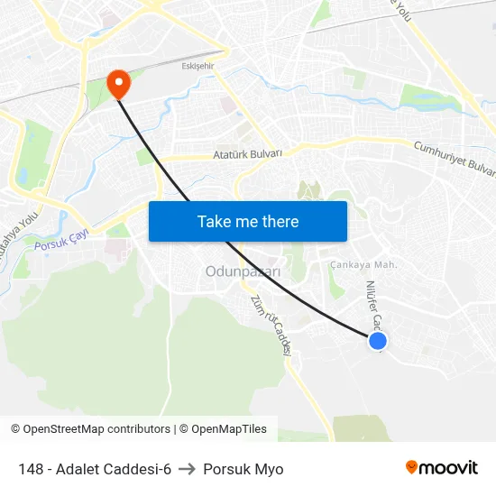 148 - Adalet Caddesi-6 to Porsuk Myo map