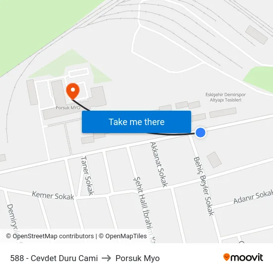 588 - Cevdet Duru Cami to Porsuk Myo map