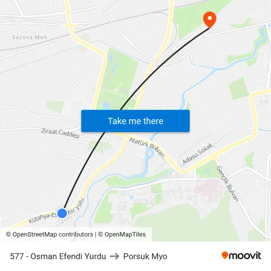 577 - Osman Efendi Yurdu to Porsuk Myo map