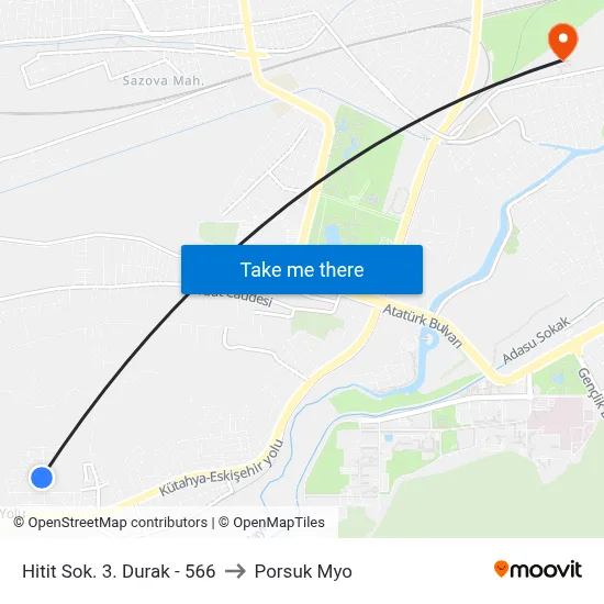 Hitit Sok. 3. Durak - 566 to Porsuk Myo map