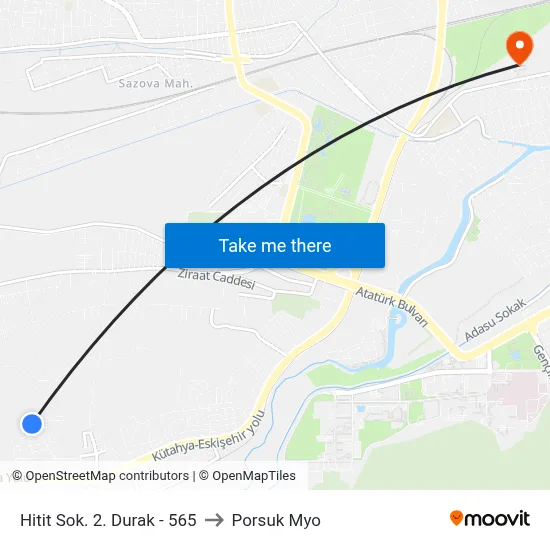 Hitit Sok. 2. Durak - 565 to Porsuk Myo map