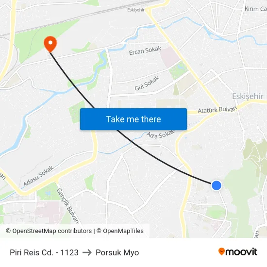 Piri Reis Cd. - 1123 to Porsuk Myo map