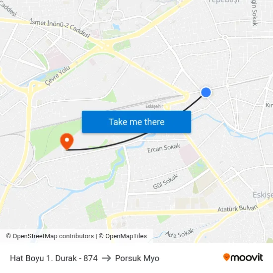 Hat Boyu 1. Durak - 874 to Porsuk Myo map