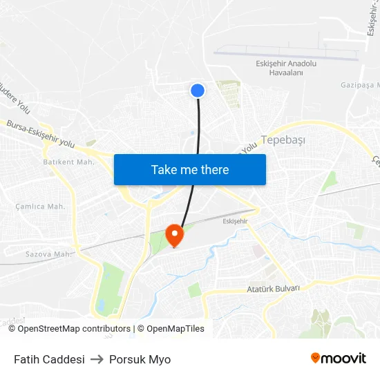 Fatih Caddesi to Porsuk Myo map
