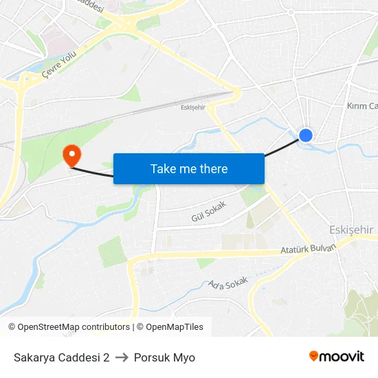 Sakarya Caddesi 2 to Porsuk Myo map