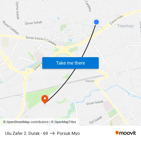 Ulu Zafer 2. Durak - 69 to Porsuk Myo map