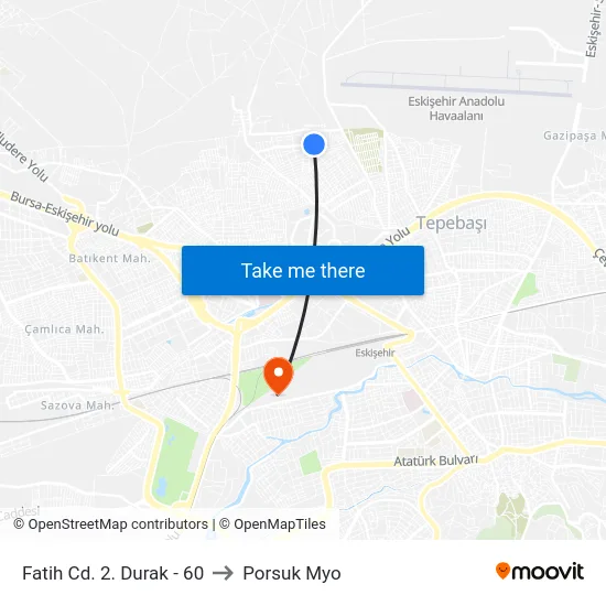 Fatih Cd. 2. Durak - 60 to Porsuk Myo map