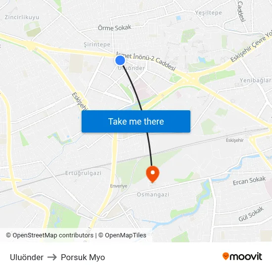 Uluönder to Porsuk Myo map