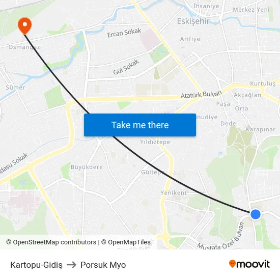 Kartopu to Porsuk Myo map