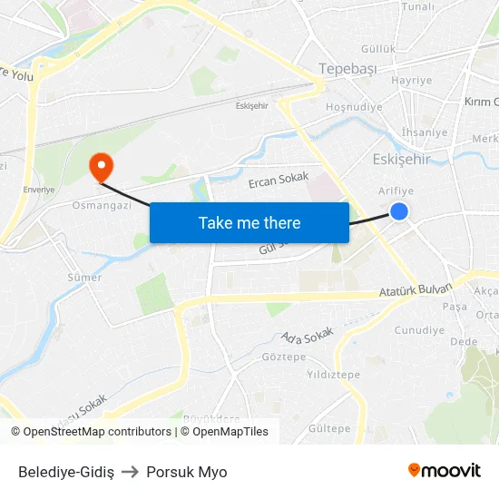 Belediye to Porsuk Myo map
