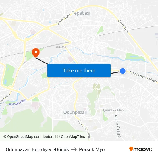 Odunpazari Belediyesi-Dönüş to Porsuk Myo map