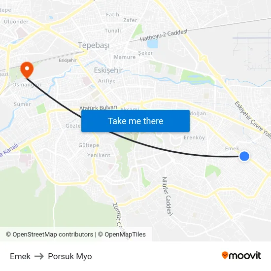 Emek to Porsuk Myo map