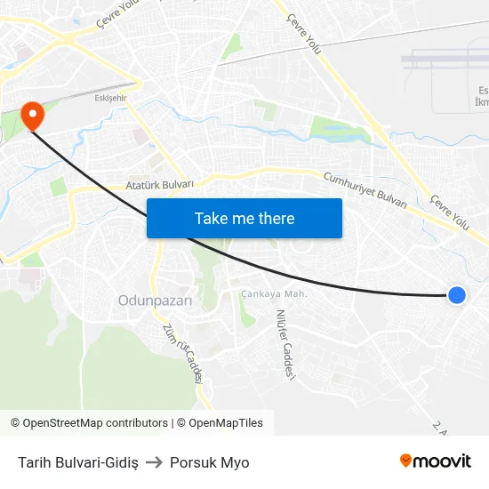 Tarih Bulvari-Gidiş to Porsuk Myo map