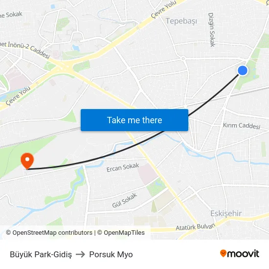 Büyük Park-Gidiş to Porsuk Myo map