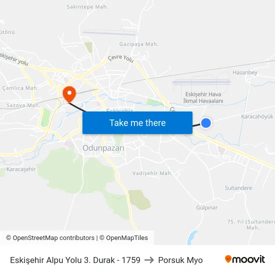 Eskişehir Alpu Yolu 3. Durak - 1759 to Porsuk Myo map