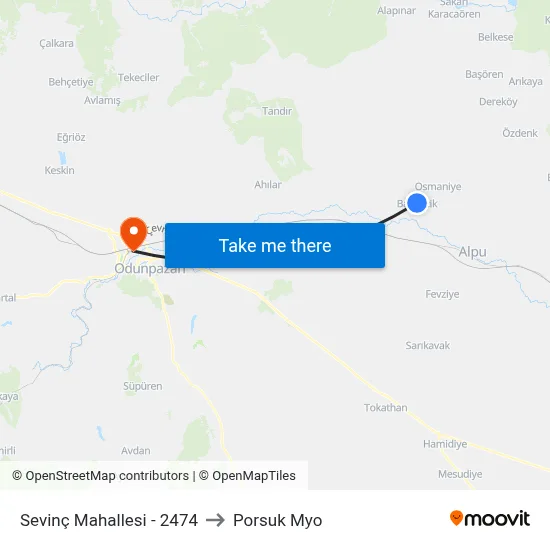 Sevinç Mahallesi - 2474 to Porsuk Myo map