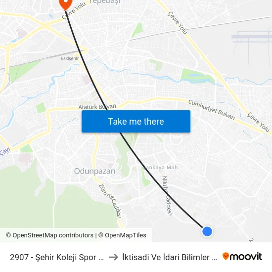 2907 - Şehir Koleji Spor Salonu-1 to İktisadi Ve İdari Bilimler Fakültesi map