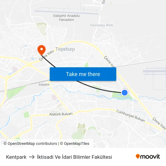 Kentpark to İktisadi Ve İdari Bilimler Fakültesi map