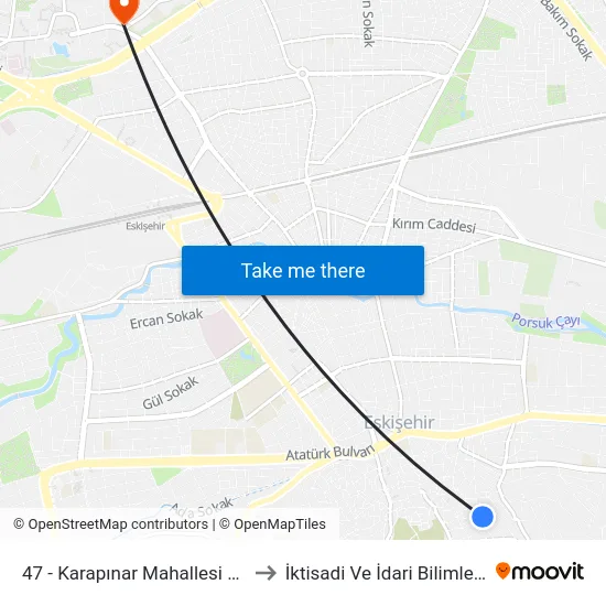 47 - Karapınar Mahallesi Muhtarlığı-2 to İktisadi Ve İdari Bilimler Fakültesi map