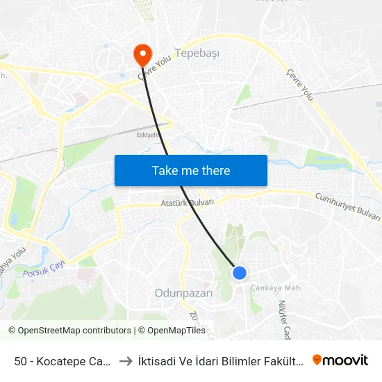 50 - Kocatepe Cami to İktisadi Ve İdari Bilimler Fakültesi map