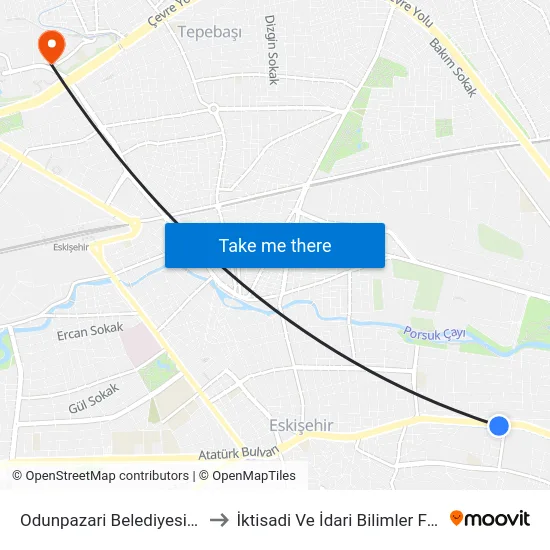 Odunpazari Belediyesi-Dönüş to İktisadi Ve İdari Bilimler Fakültesi map