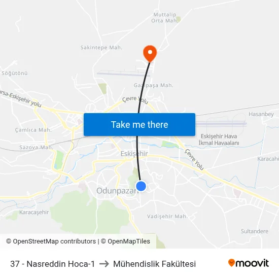 37 - Nasreddin Hoca-1 to Mühendislik Fakültesi map