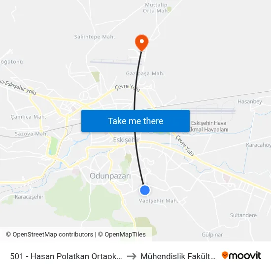 501 - Hasan Polatkan Ortaokulu to Mühendislik Fakültesi map