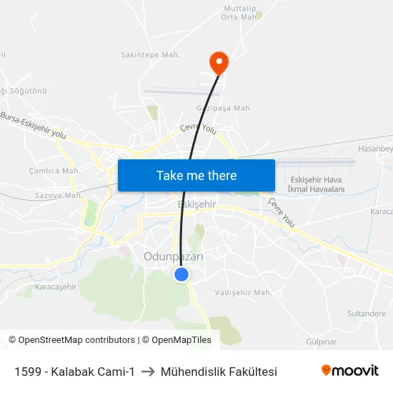 1599 - Kalabak Cami-1 to Mühendislik Fakültesi map