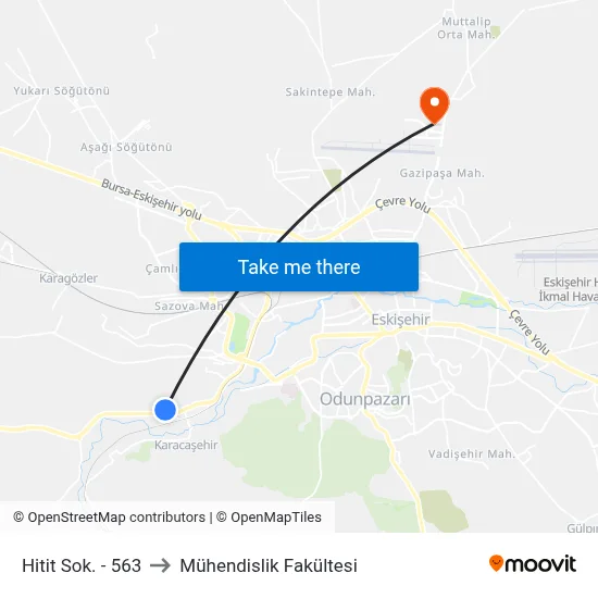Hitit Sok. - 563 to Mühendislik Fakültesi map