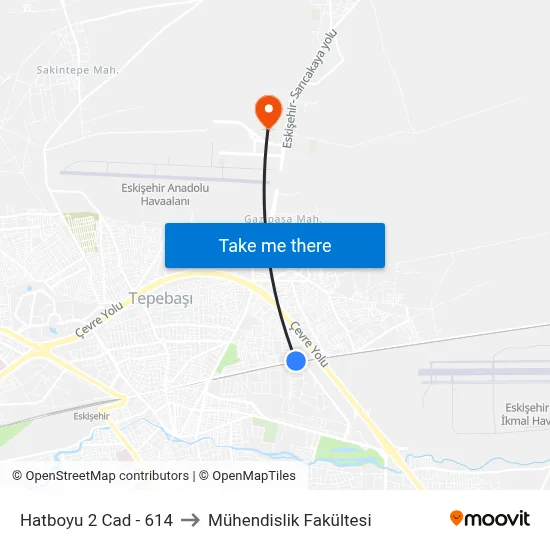 Hatboyu 2 Cad - 614 to Mühendislik Fakültesi map
