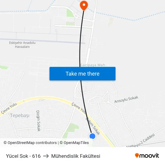 Yücel Sok - 616 to Mühendislik Fakültesi map