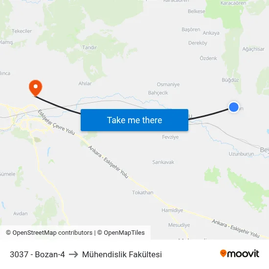 3037 - Bozan-4 to Mühendislik Fakültesi map