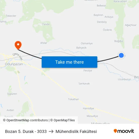 3033 - Bozan-3 to Mühendislik Fakültesi map