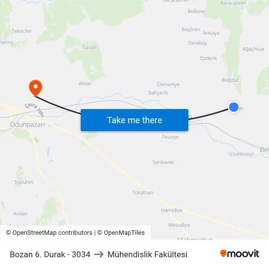 3034 - Bozan-5 to Mühendislik Fakültesi map