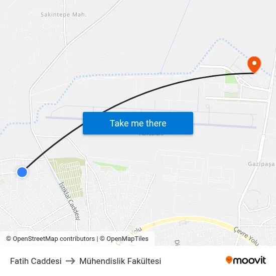 Fatih Caddesi to Mühendislik Fakültesi map